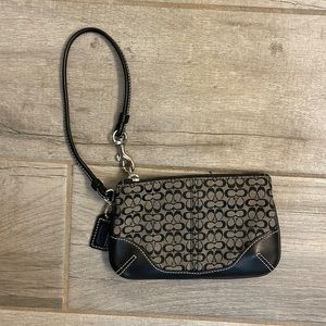 Coach gray/black wristlet
